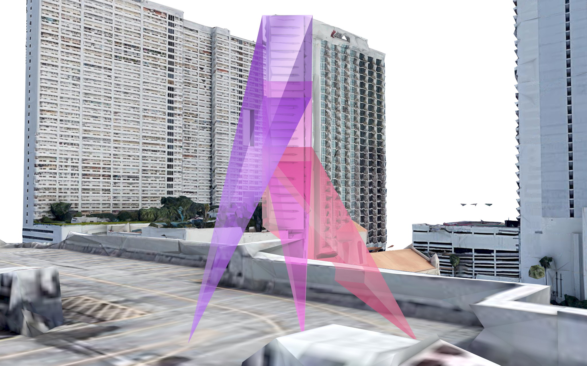 Rooftop site evaluation with projection planning overlay