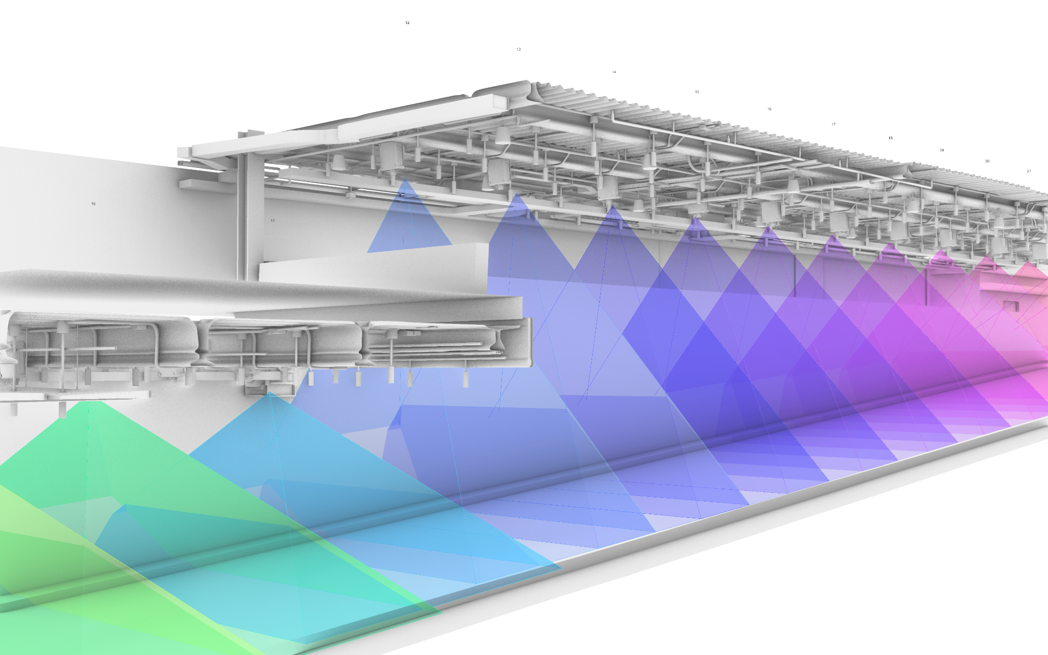3D venue model with projection coverage study