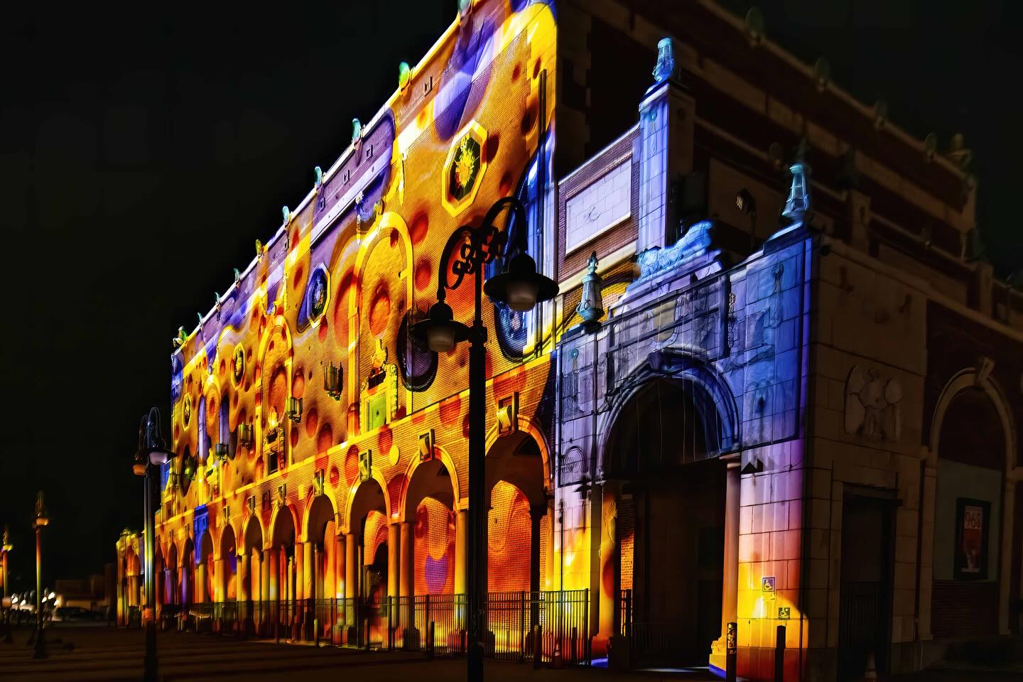 Color and Light Festival projection on the Paramount Theatre, Asbury Park